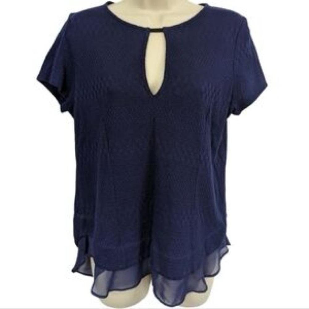 Anthropologie Deletta Navy Keyhole Blouse